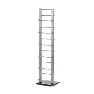 DESIGN CD STÄNDER TOWER 92 | silber, 92cm, Metal & Glas | für 85 CDs