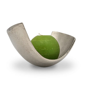 DEKO SCHALE "ONDA" | 24 cm, silber | geschwungene Obstschale