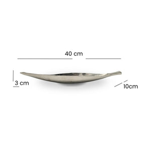 DEKO SCHALE "SHORT LEAF" | 40 cm, silber | Dekoteller