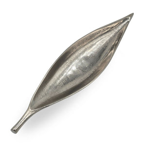 DEKO SCHALE "SHORT LEAF" | 40 cm, silber | Dekoteller