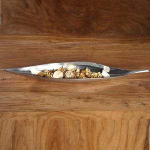 DEKO SCHALE "LONG LEAF" | 80 cm, Aluminium | Bananenblatt Schale