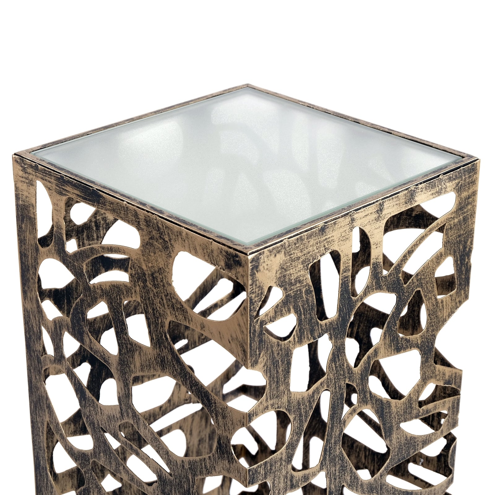 DEKO SÄULE "ENZA GRANDE" | 100 cm, antik-silber | Dekofigur aus Metall