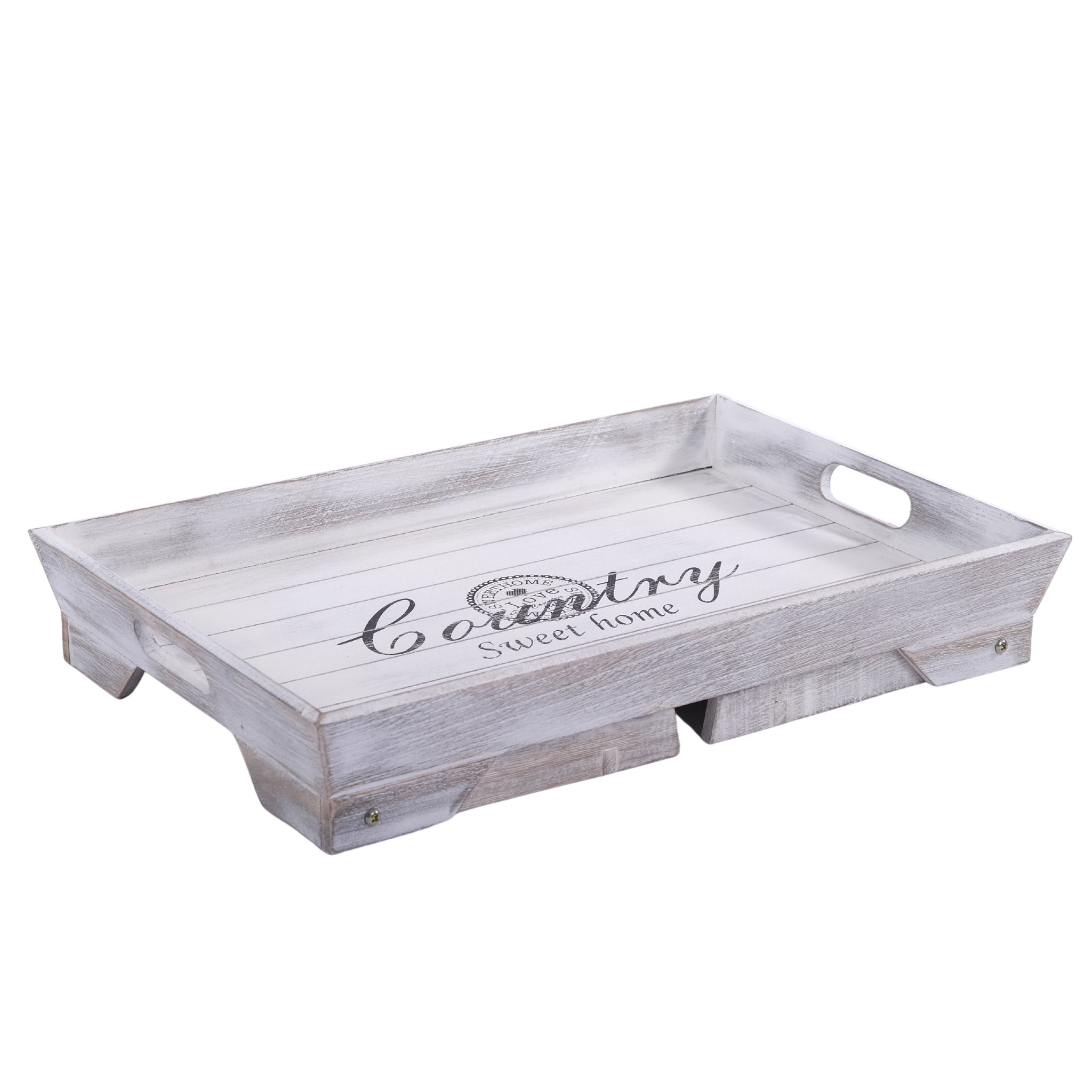 HOLZTABLETT "HOME SWEET HOME" | Tablett mit Füßen | Shabby-Chic