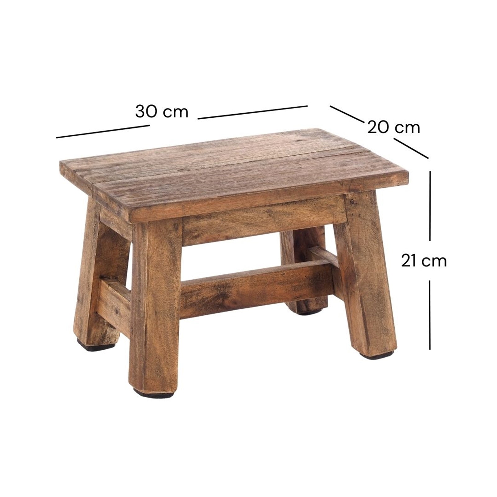 FUSSHOCKER Monte | 30x21cm(BxH), kleiner Holzhocker aus Mahagoni Holz