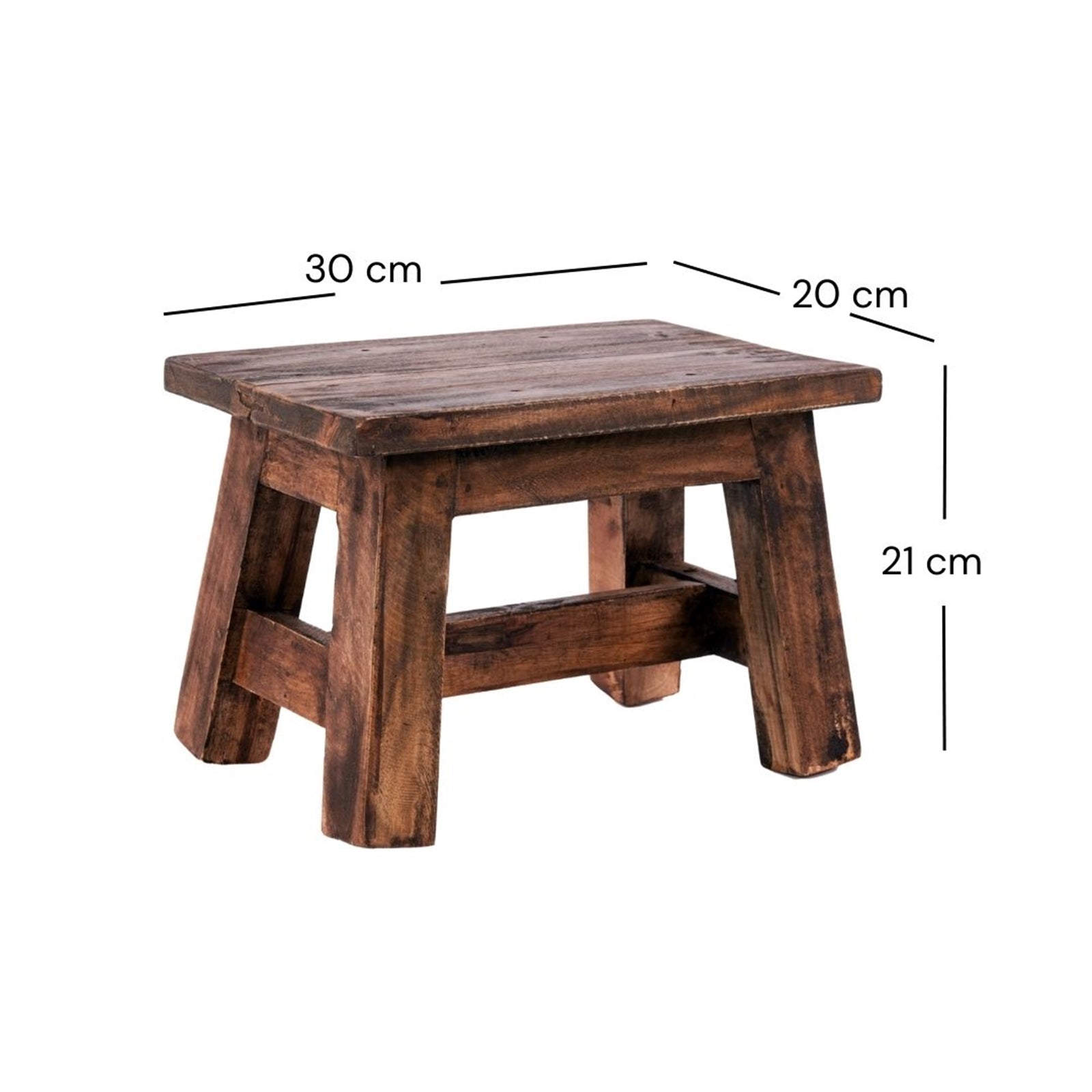 FUSSHOCKER Monte | 30x21cm(BxH), kleiner Holzhocker aus Mahagoni Holz