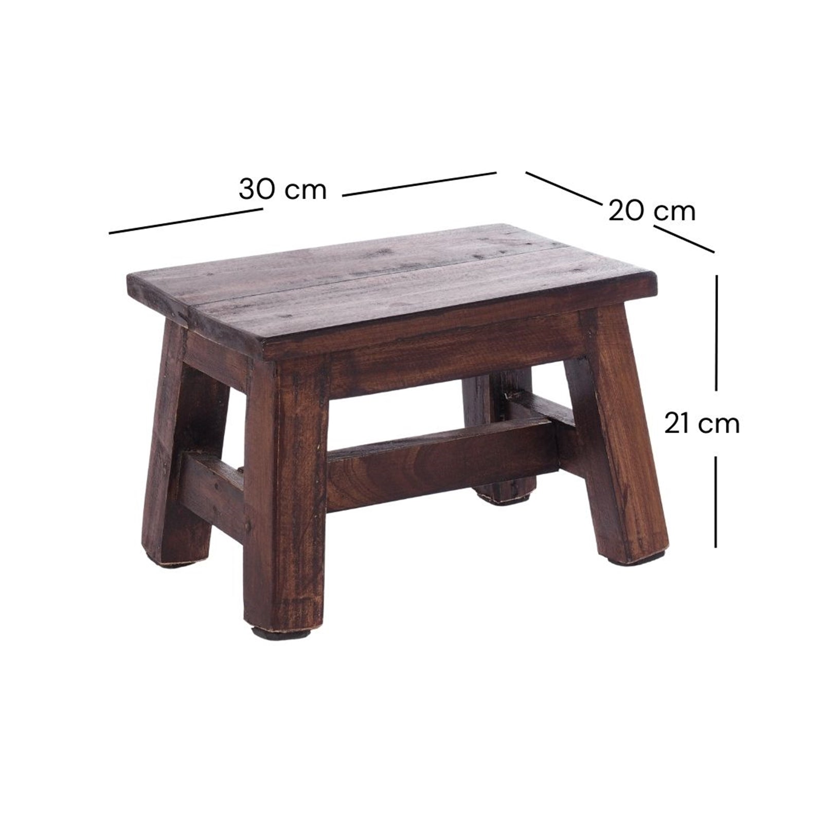 FUSSHOCKER Monte | 30x21cm(BxH), kleiner Holzhocker aus Mahagoni Holz