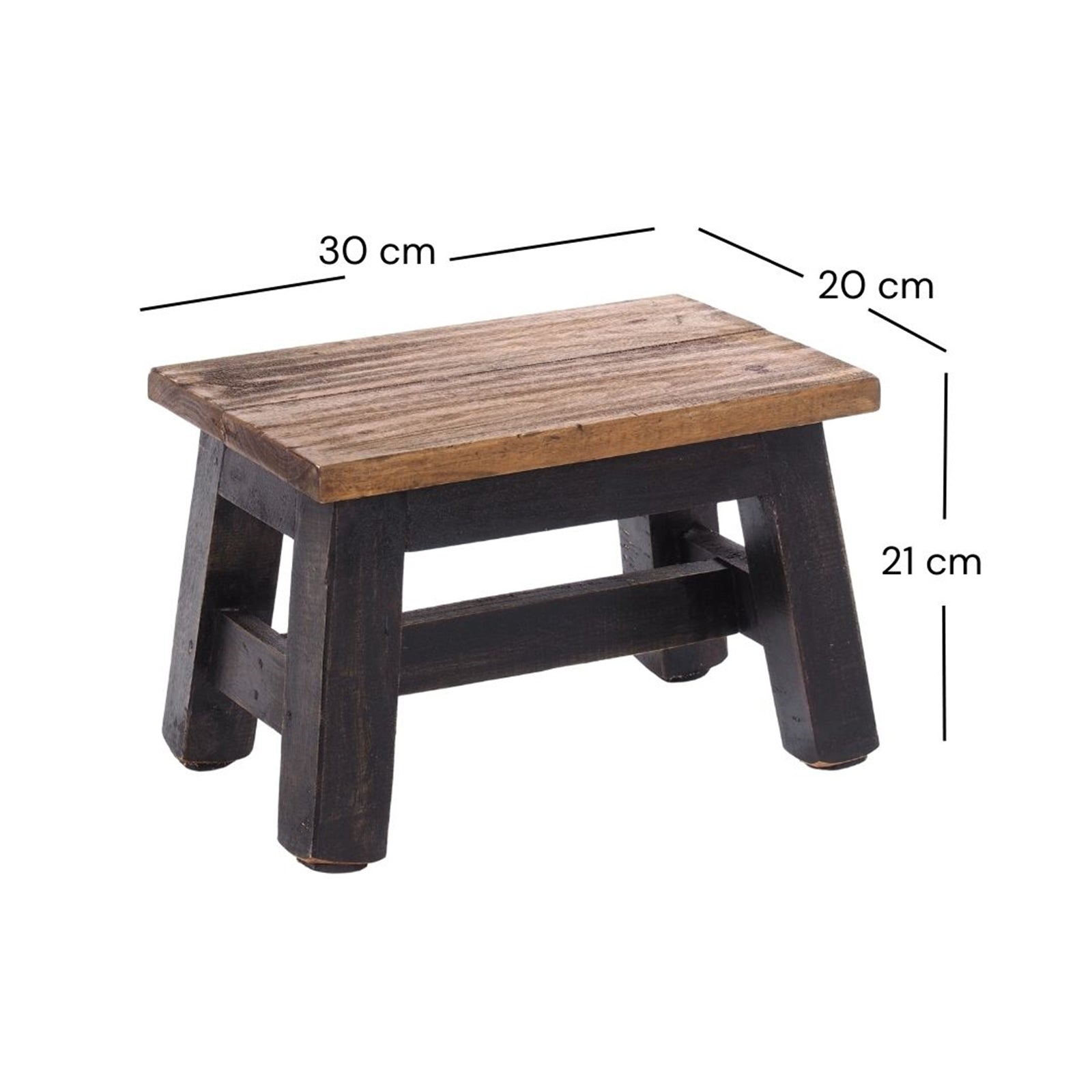 FUSSHOCKER Monte | 30x21cm(BxH), kleiner Holzhocker aus Mahagoni Holz