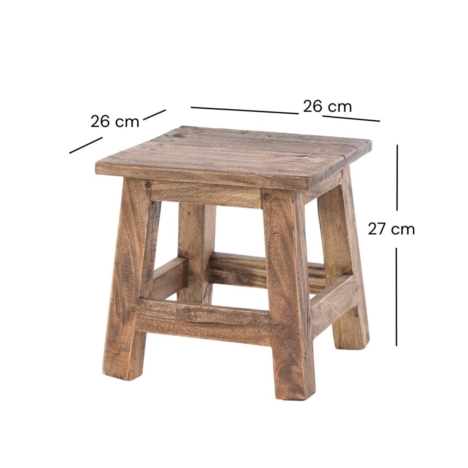 Fusshocker PALO | 27x26cm (HxB), rustikaler Holzhocker Mahagoni Hocker