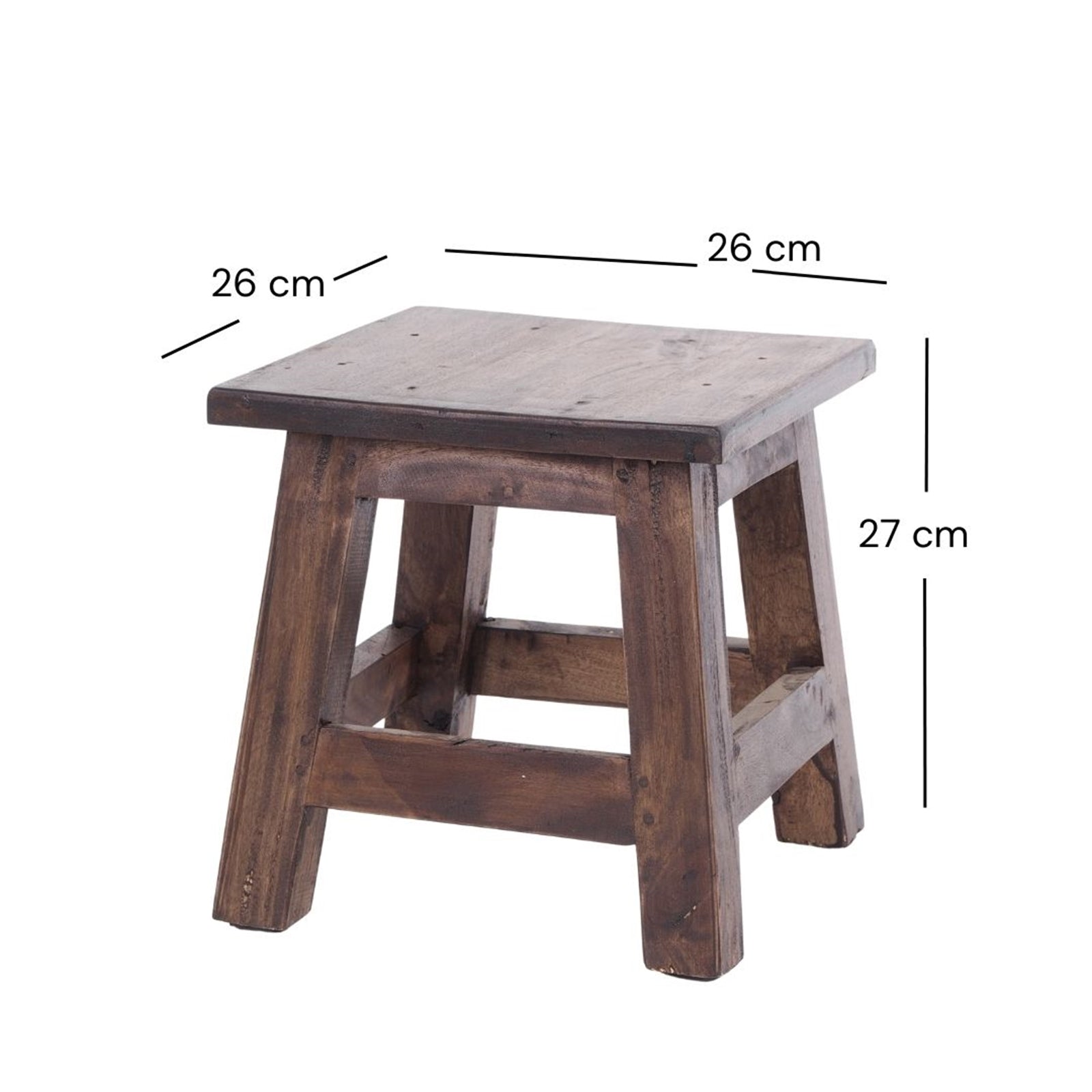 Fusshocker PALO | 27x26cm (HxB), rustikaler Holzhocker Mahagoni Hocker
