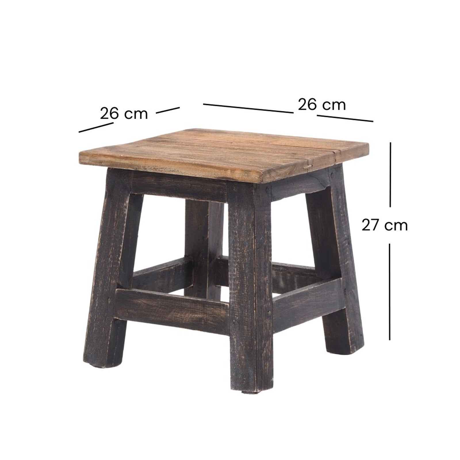 Fusshocker PALO | 27x26cm (HxB), rustikaler Holzhocker Mahagoni Hocker