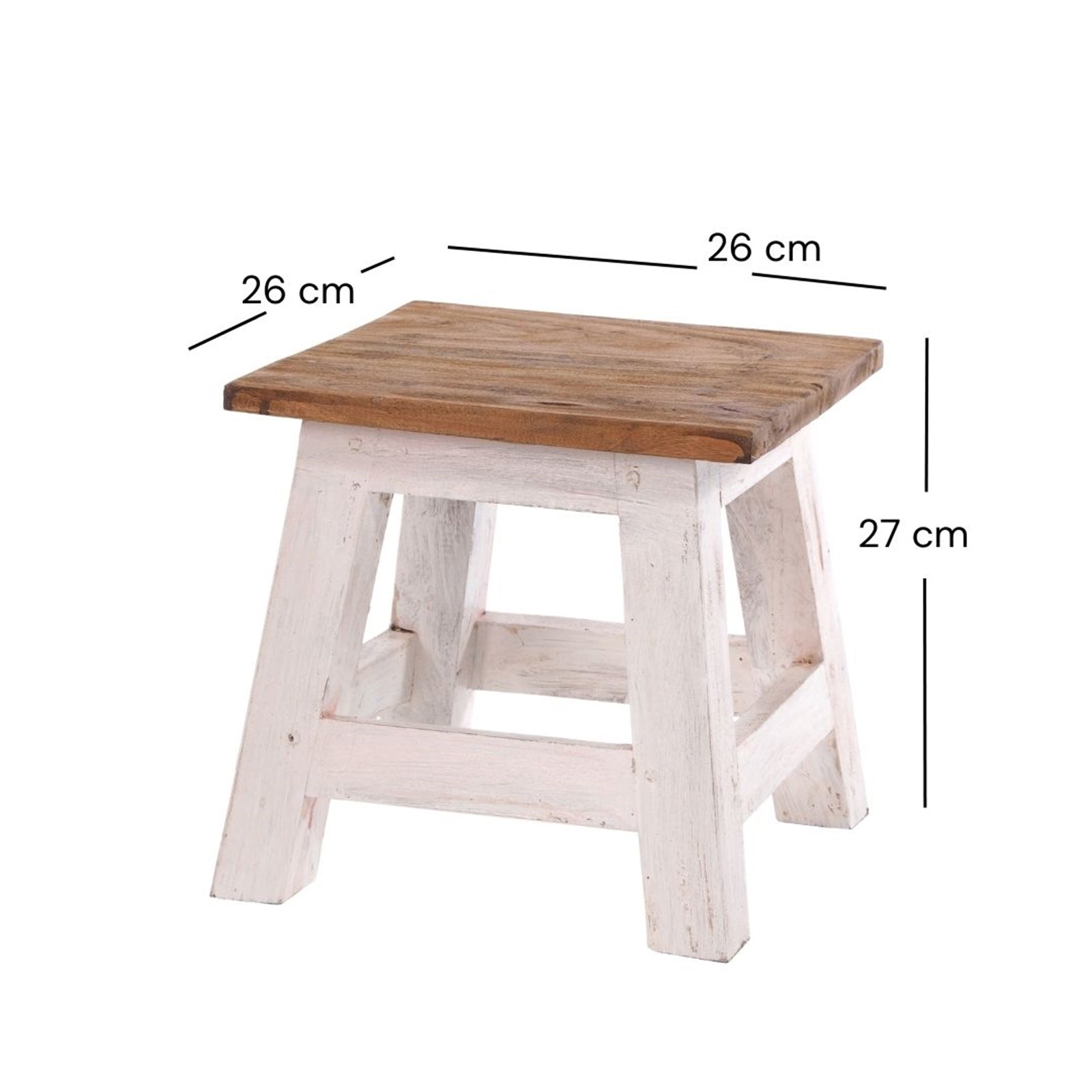 Fusshocker PALO | 27x26cm (HxB), rustikaler Holzhocker Mahagoni Hocker