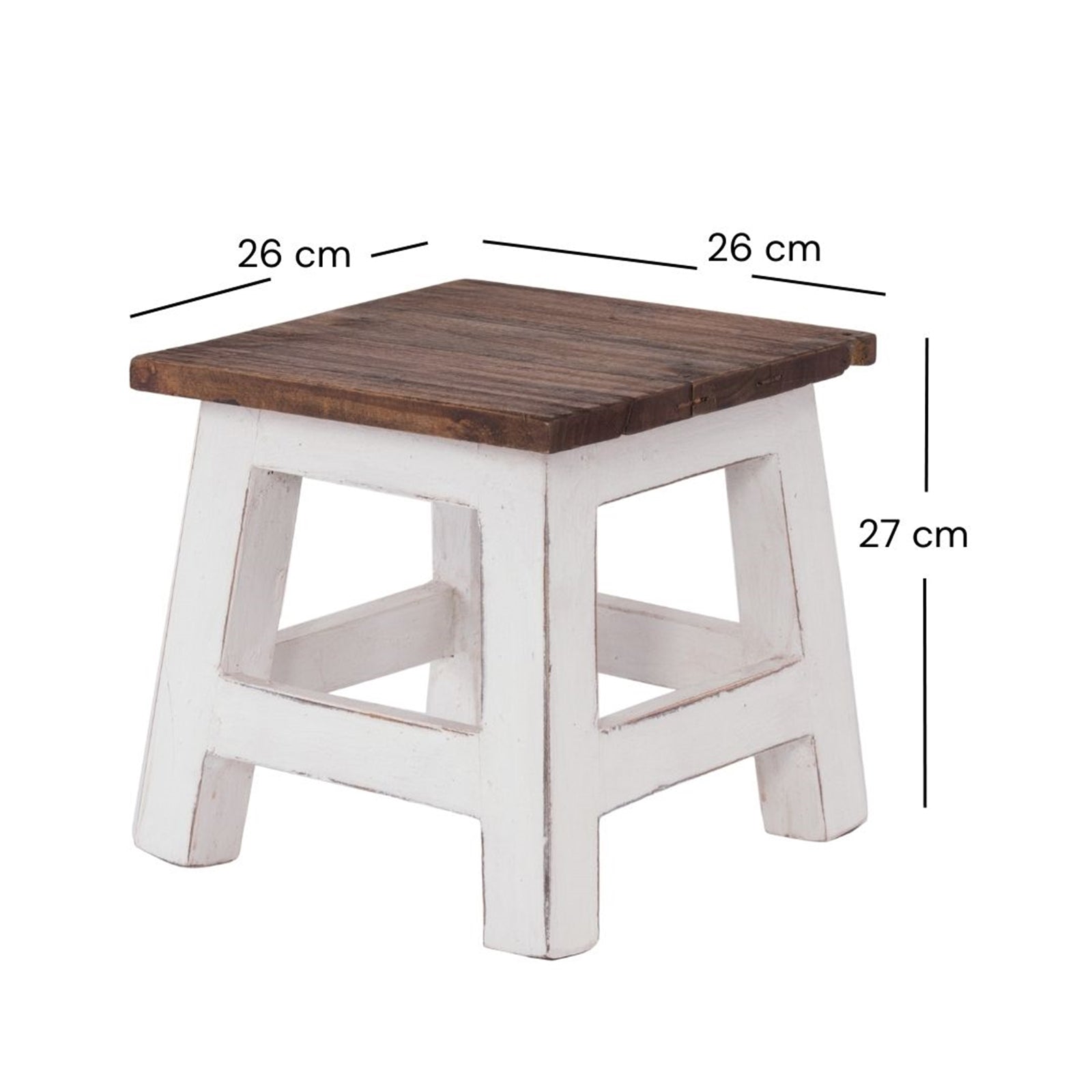 Fusshocker PALO | 27x26cm (HxB), rustikaler Holzhocker Mahagoni Hocker