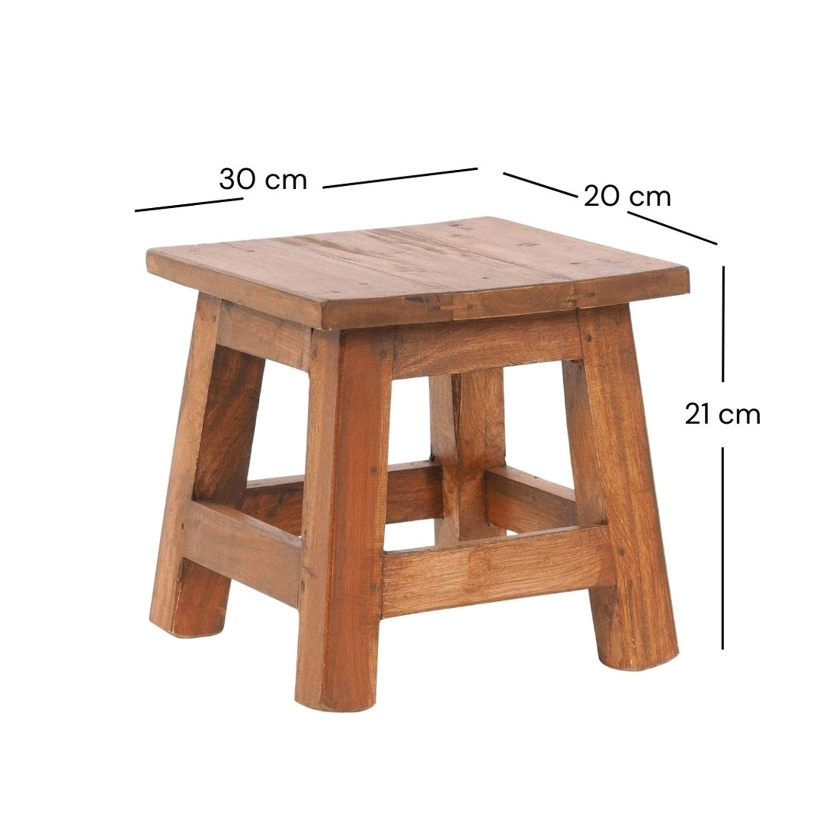 Fusshocker PALO | 27x26cm (HxB), rustikaler Holzhocker Mahagoni Hocker