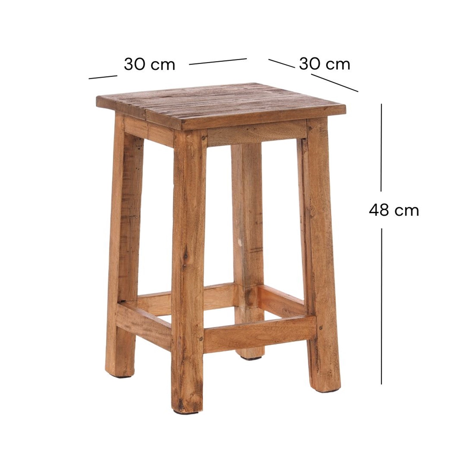 Sitzhocker MADERO | 48x30cm(HxB), Recyclingholz, Holzhocker, Hocker