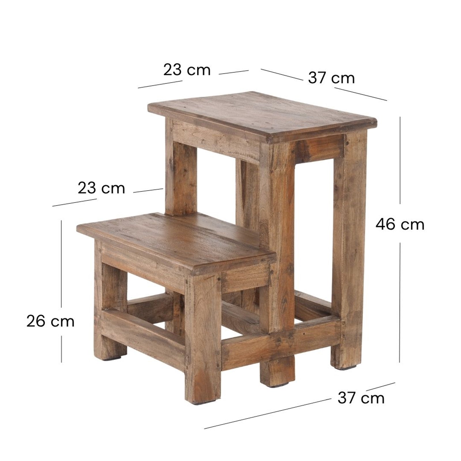 TRITTLEITER "STEP" | 46x37 cm (HxB), Altholz | Tritthocker
