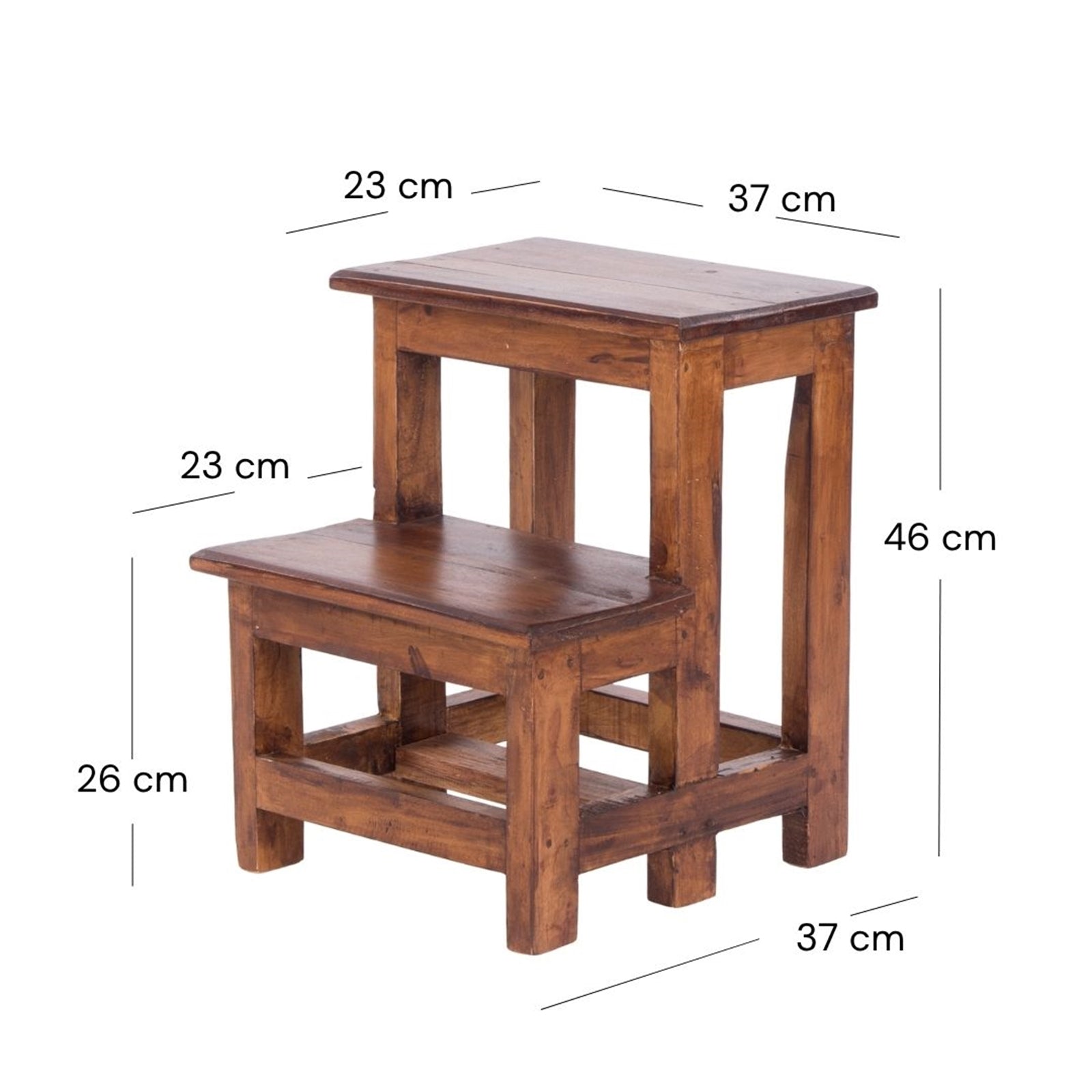 TRITTLEITER "STEP" | 46x37 cm (HxB), Altholz | Tritthocker