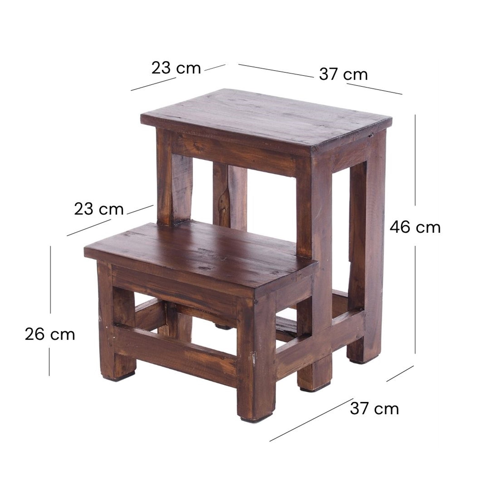 TRITTLEITER "STEP" | 46x37 cm (HxB), Altholz | Tritthocker