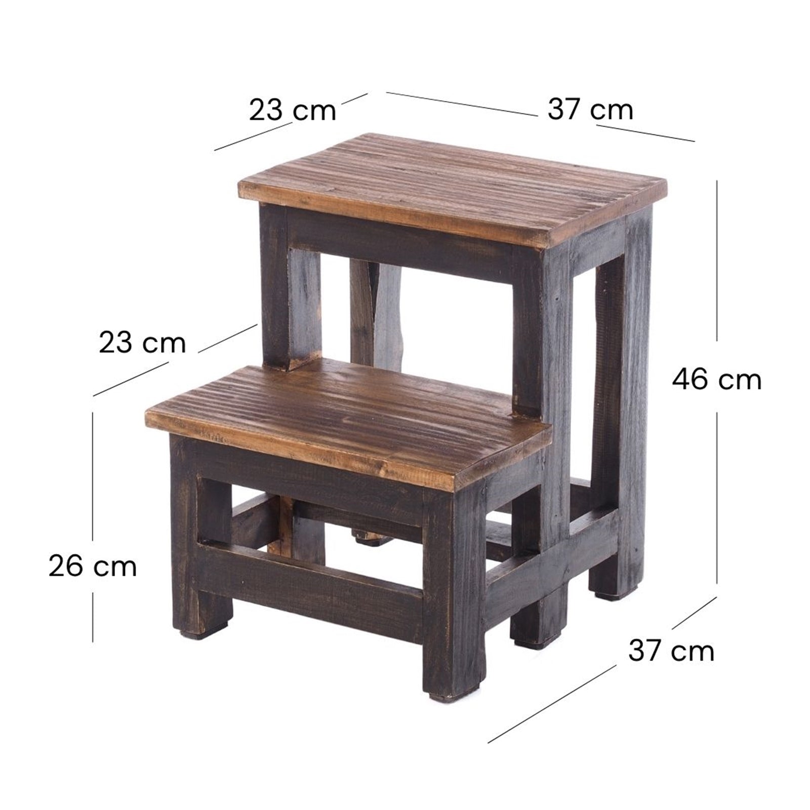 TRITTLEITER "STEP" | 46x37 cm (HxB), Altholz | Tritthocker