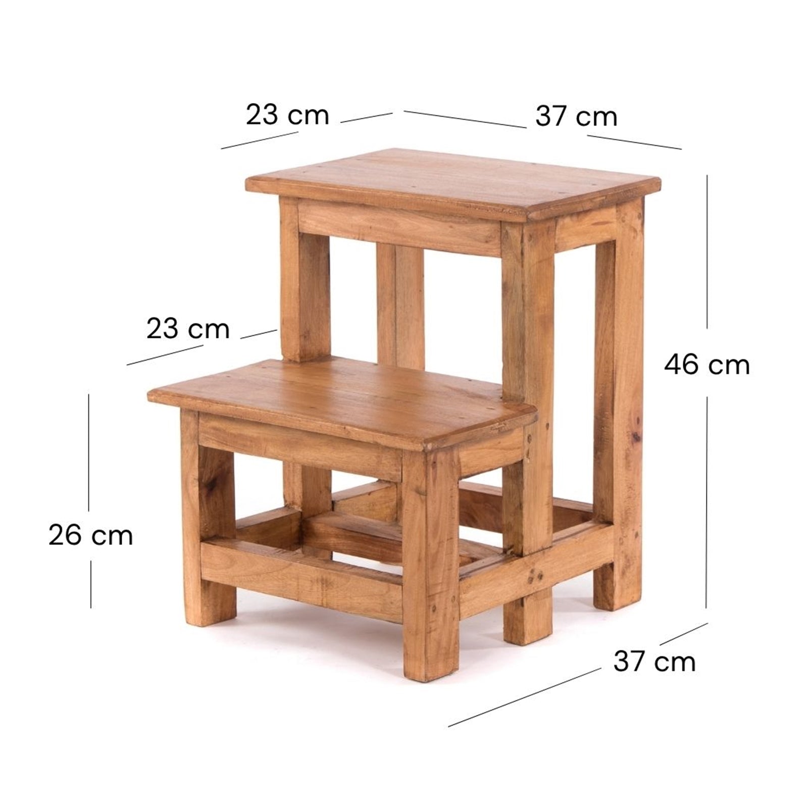 TRITTLEITER "STEP" | 46x37 cm (HxB), Altholz | Tritthocker