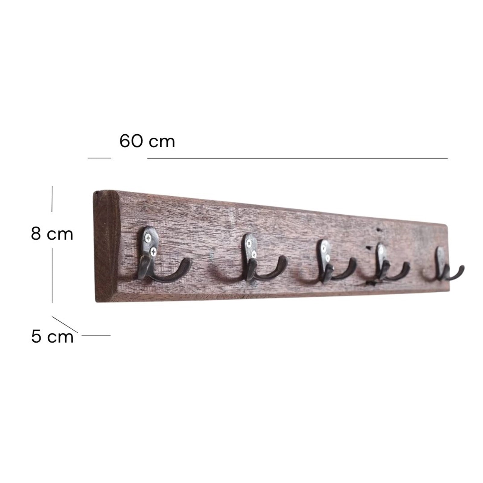 VINTAGE WANDGARDEROBE CASA | 60x8cm(BxH) Hakenleiste mit 5 Doppelhaken