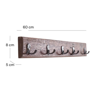 VINTAGE WANDGARDEROBE CASA | 60x8cm(BxH) Hakenleiste mit 5 Doppelhaken