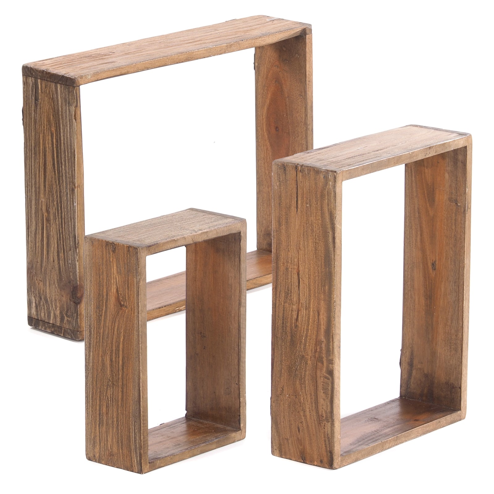 3ER SET DEKO REGALE "CUBEN" | Mahagoni, 3 Größen | Wandregale