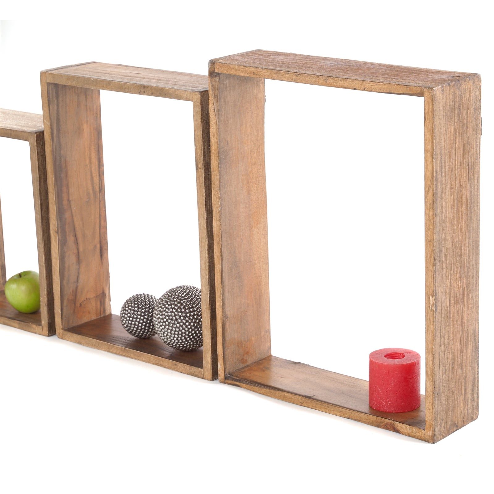 3ER SET DEKO REGALE "CUBEN" | Mahagini, 3 Größen | Wandregal