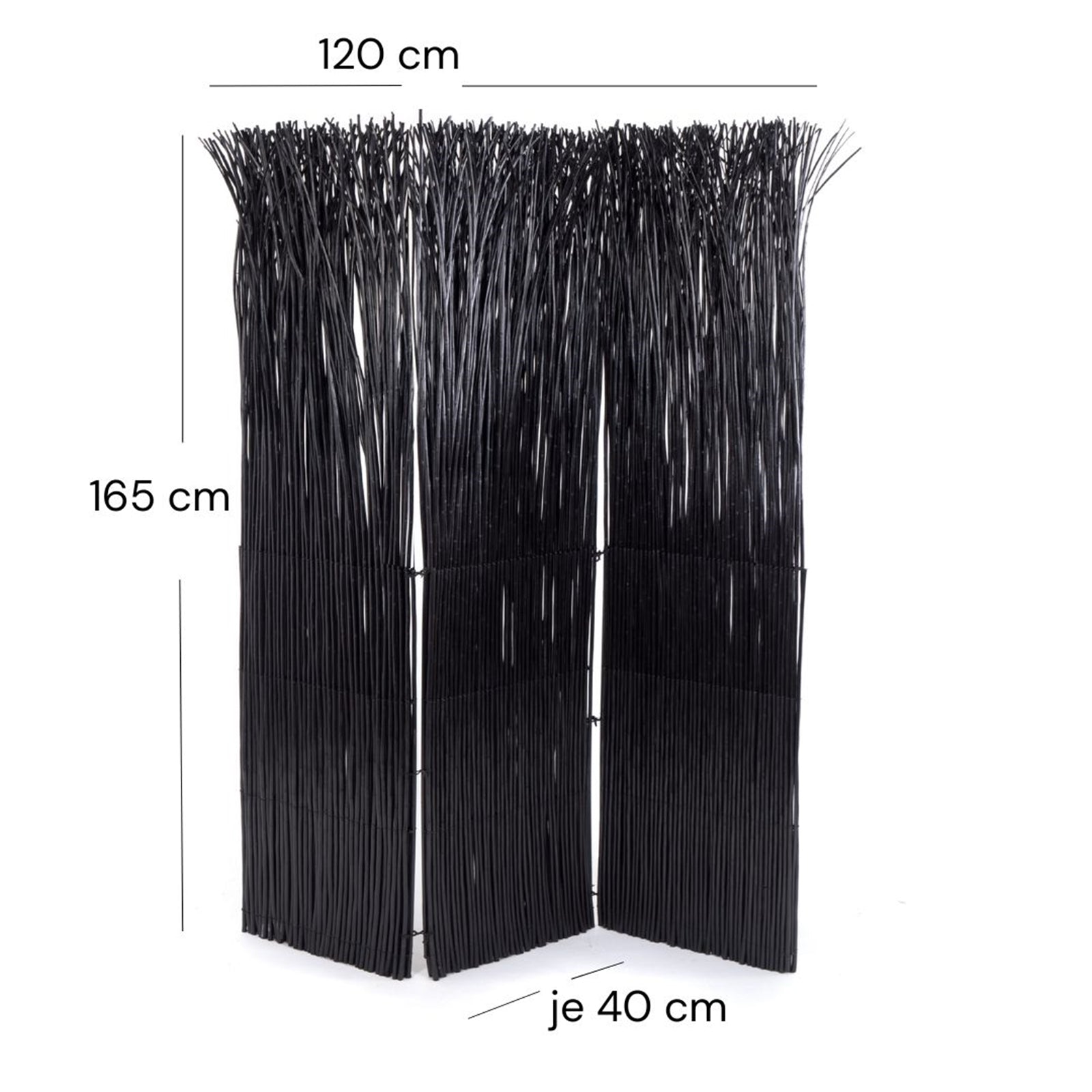 RAUMTEILER "NATURE" | schwarz, Weidenholz | Raumtrenner, Trennwand
