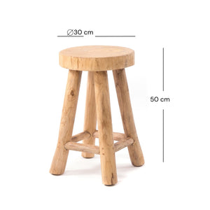 RUNDER HOCKER "PINTO" | Teak, 50x30 cm | Natur Schemel, Pflanzenhocker