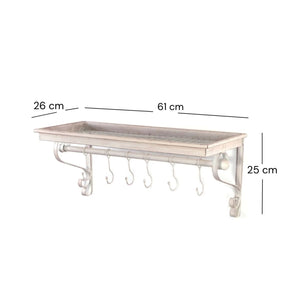 Garderobenregal "LILY" | antik-weiß, 61cm, Ablage | Wandgarderobe