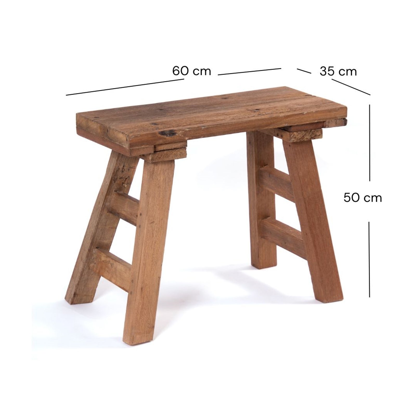 SITZBANK "BELLAGIO" | Recyclingholz Mix, 60x50x35 cm | Massiv Hocker