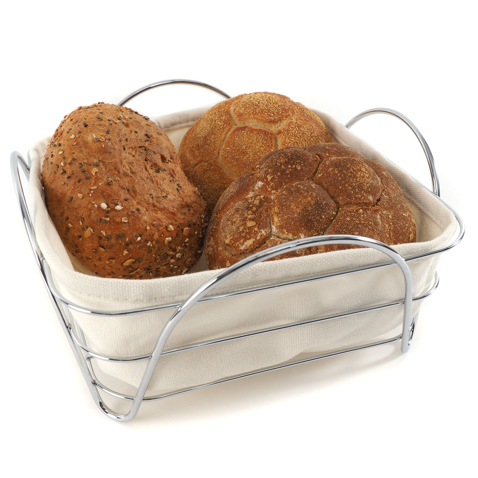 BROTKORB "PANE" | Stoffeinsatz, 20x20 cm | Brötchenkorb