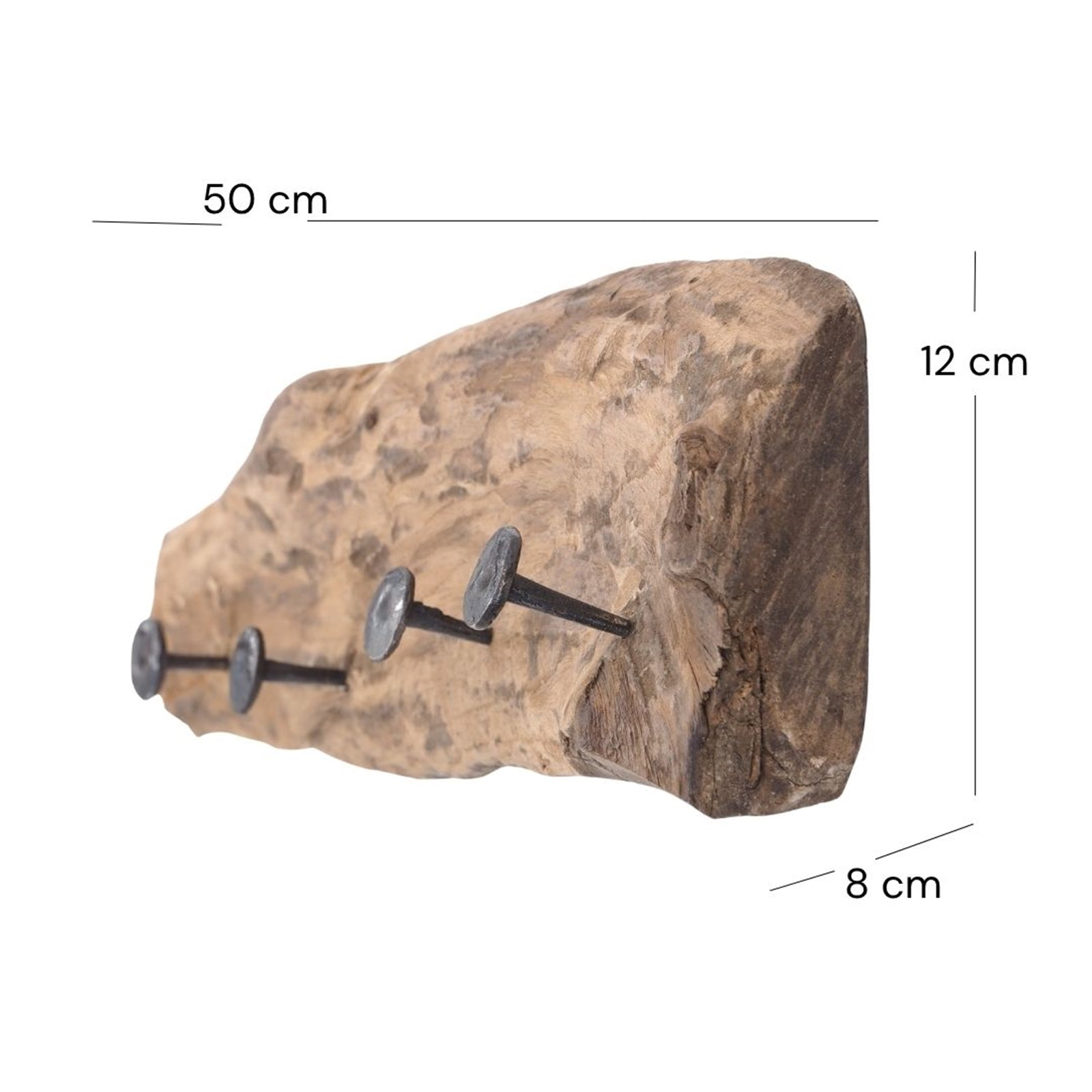 WANDGARDEROBE "TREIBHOLZ" | 50x12 cm, Holz | Kleiderhaken