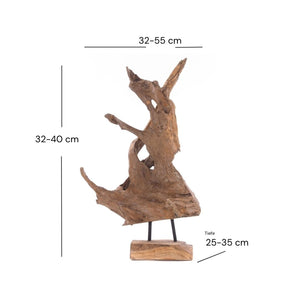 TREIBHOLZ SKULPTUR "ROOTS 40" | Teakholz rustikal | Dekofigur