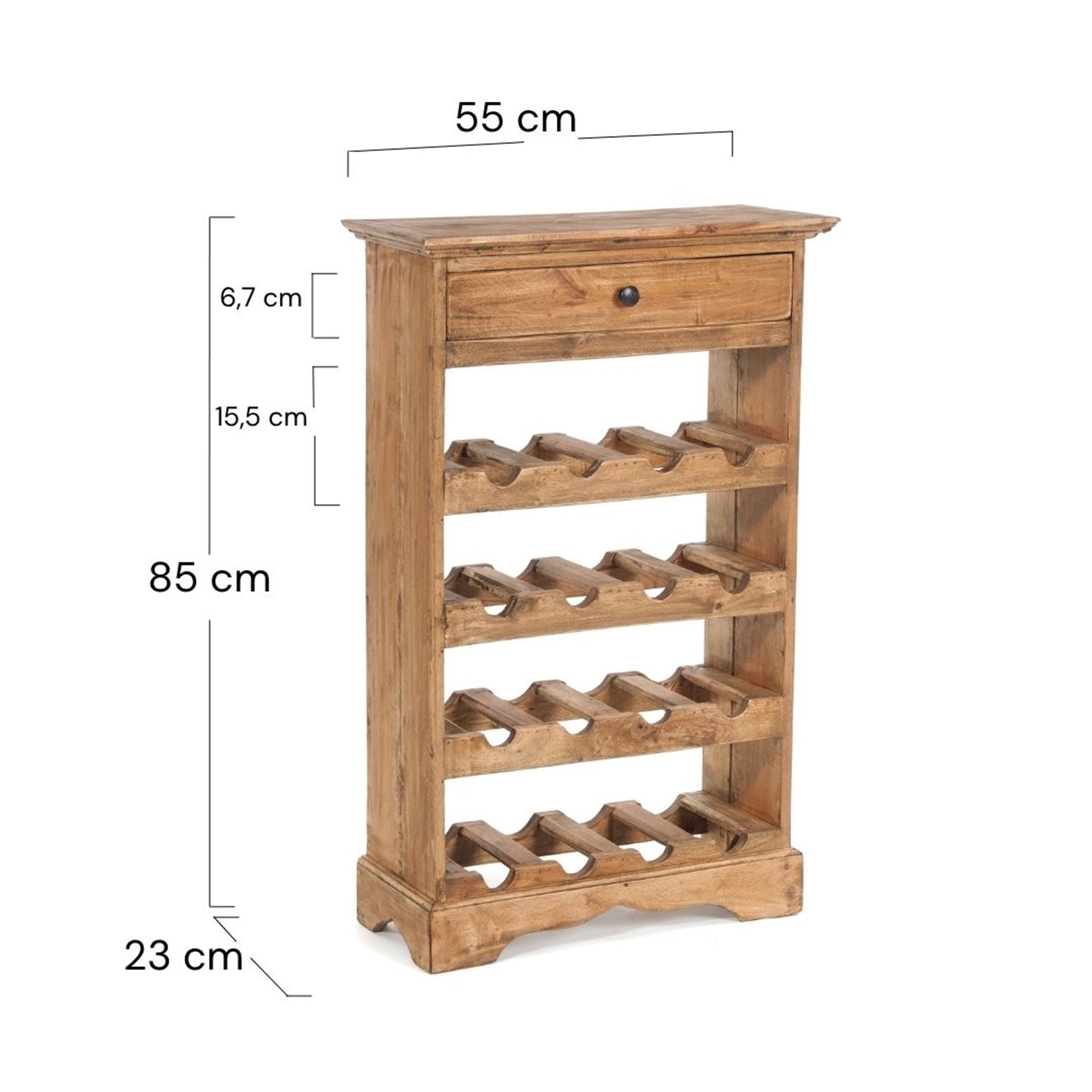 WEINREGAL CORTEZ | 85x55cm(HxB) Flaschenregal aus Holz mit Schublade