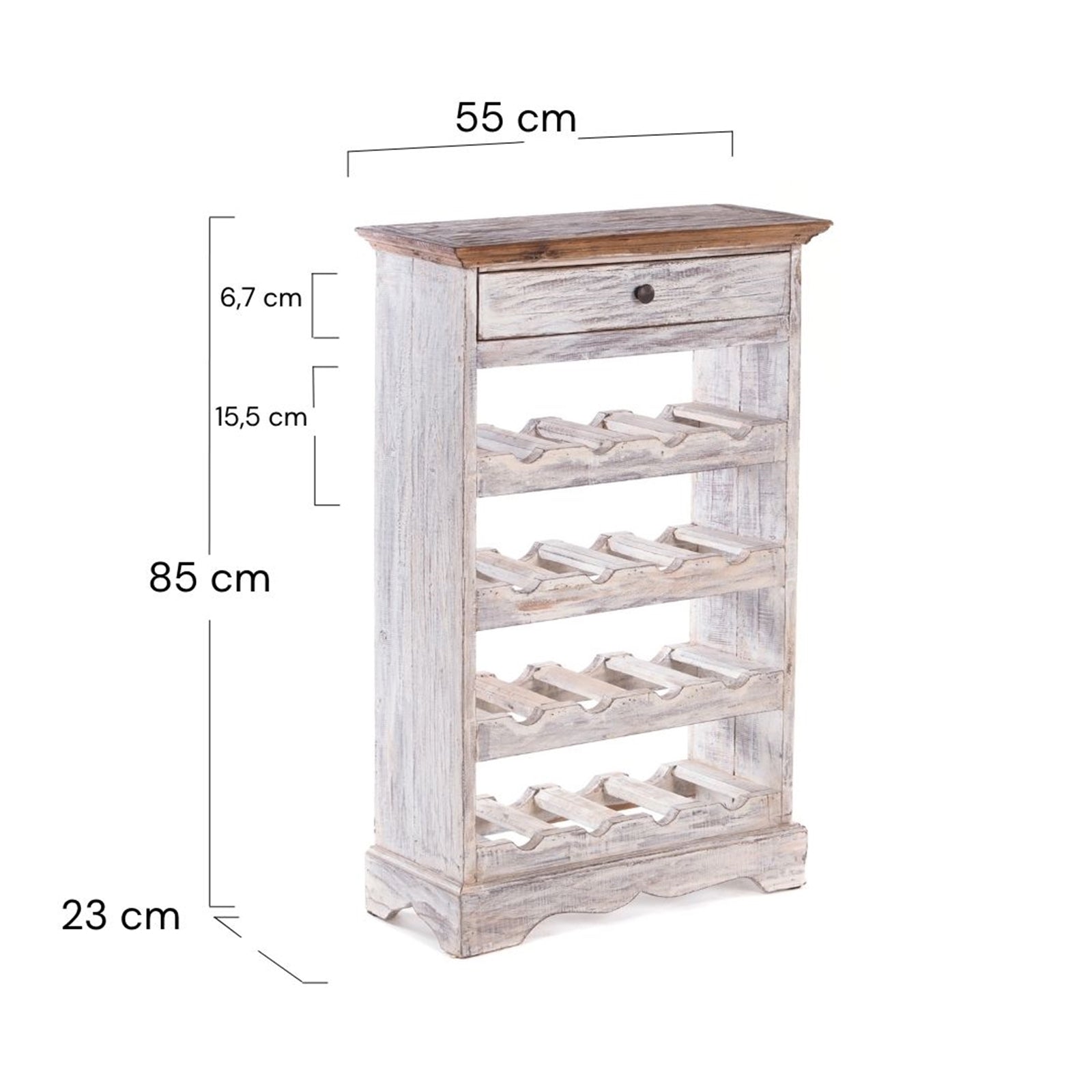 WEINREGAL CORTEZ | 85x55cm(HxB) Flaschenregal aus Holz mit Schublade