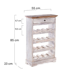 WEINREGAL CORTEZ | 85x55cm(HxB) Flaschenregal aus Holz mit Schublade