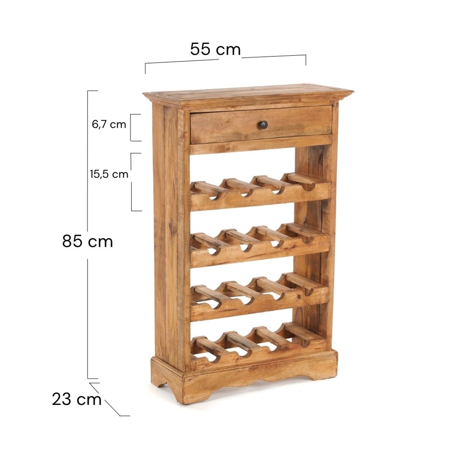 WEINREGAL CORTEZ | 85x55cm(HxB) Flaschenregal aus Holz mit Schublade