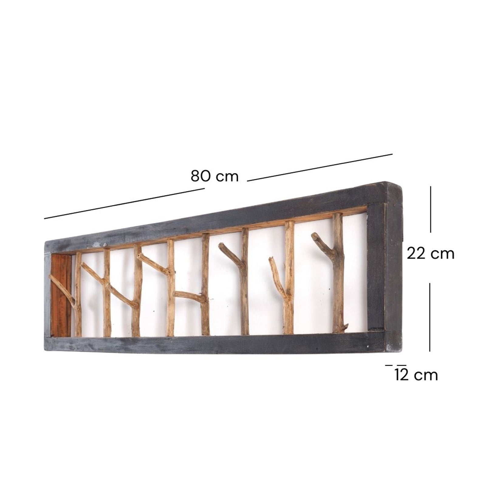 WANDGARDEROBE TREIBHOLZ UNIKAT | 80x22cm (BxH), Garderobe, Hakenleiste mit Ästen