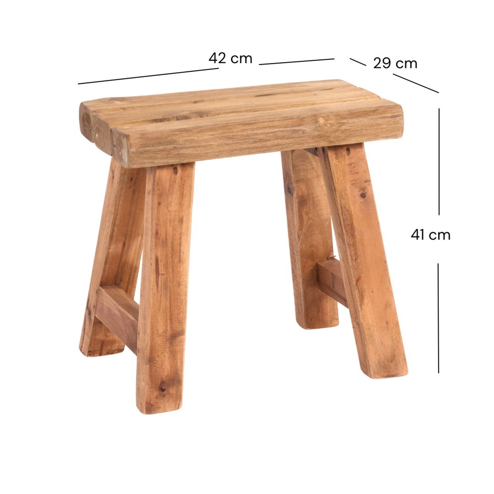 SITZHOCKER "RUSTIC" | 41x42x24cm (HxBxT), Teak | Holzhocker
