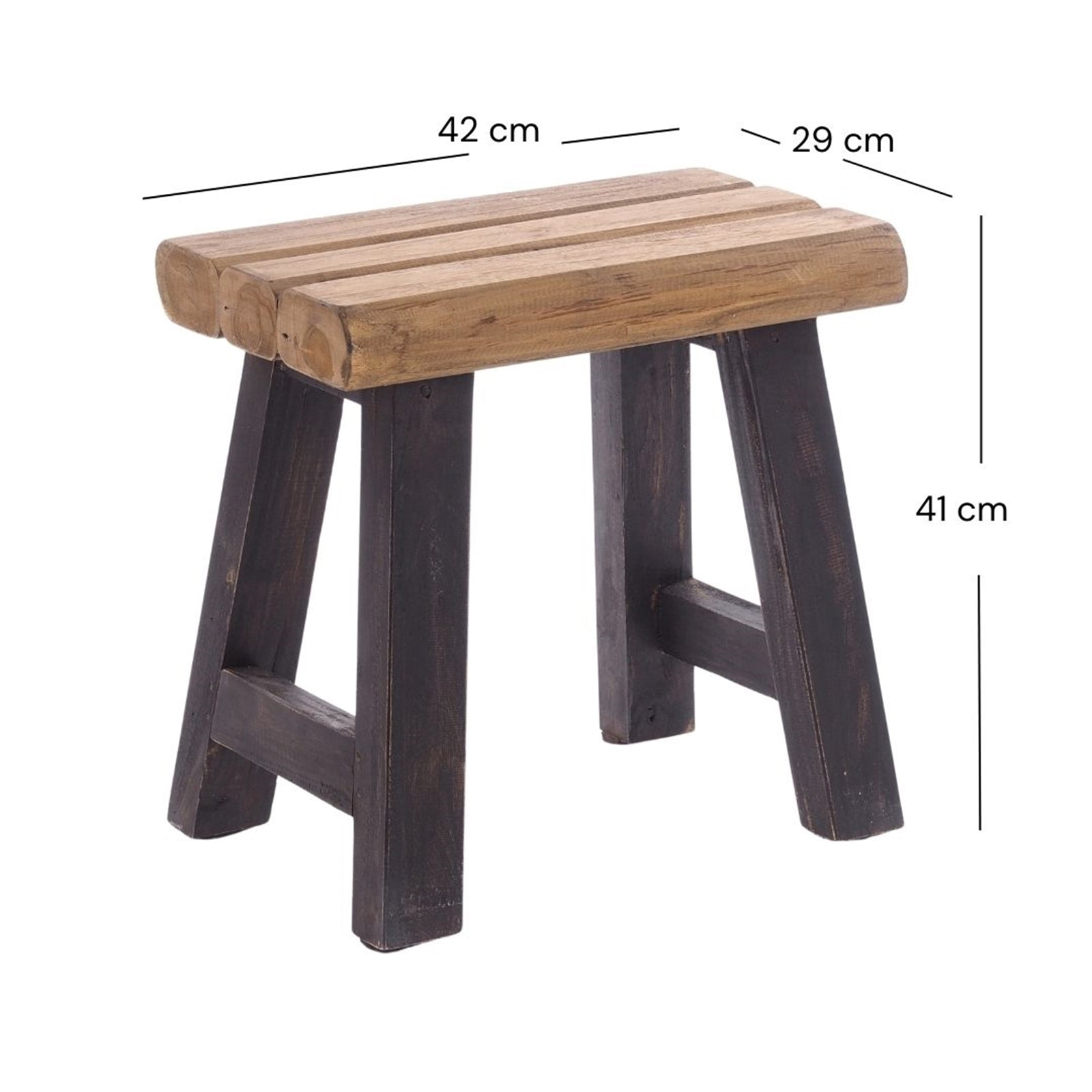 SITZHOCKER "RUSTIC" | 41x42x24cm (HxBxT), Teak | Holzhocker
