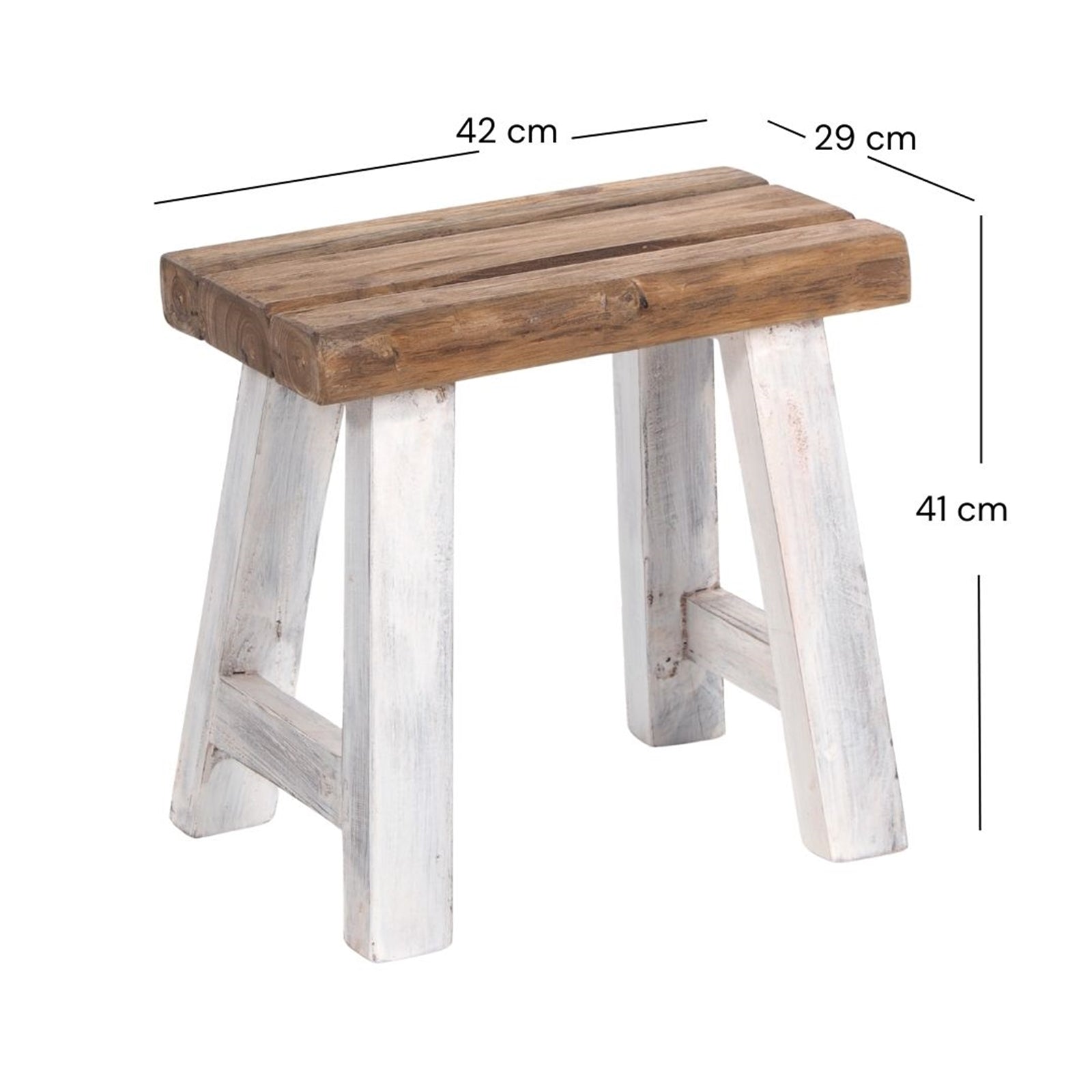 SITZHOCKER "RUSTIC" | 41x42x24cm (HxBxT), Teak | Holzhocker