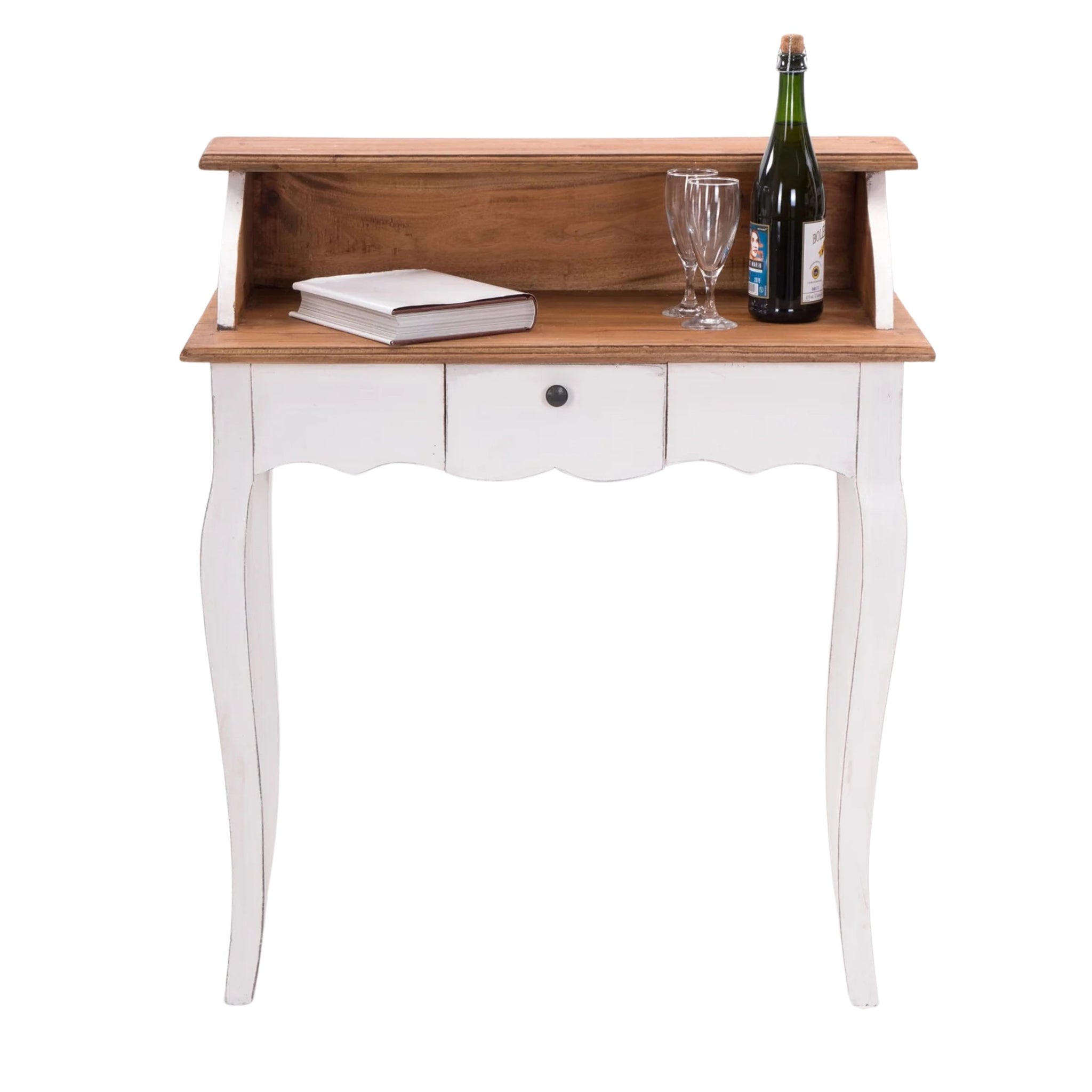 MASSIVHOLZ SEKRETÄR "NAPOLEON" 92x80cm (HxB) | Mahagoni Schreibtisch | Farbe: 06 weiß-landhaus