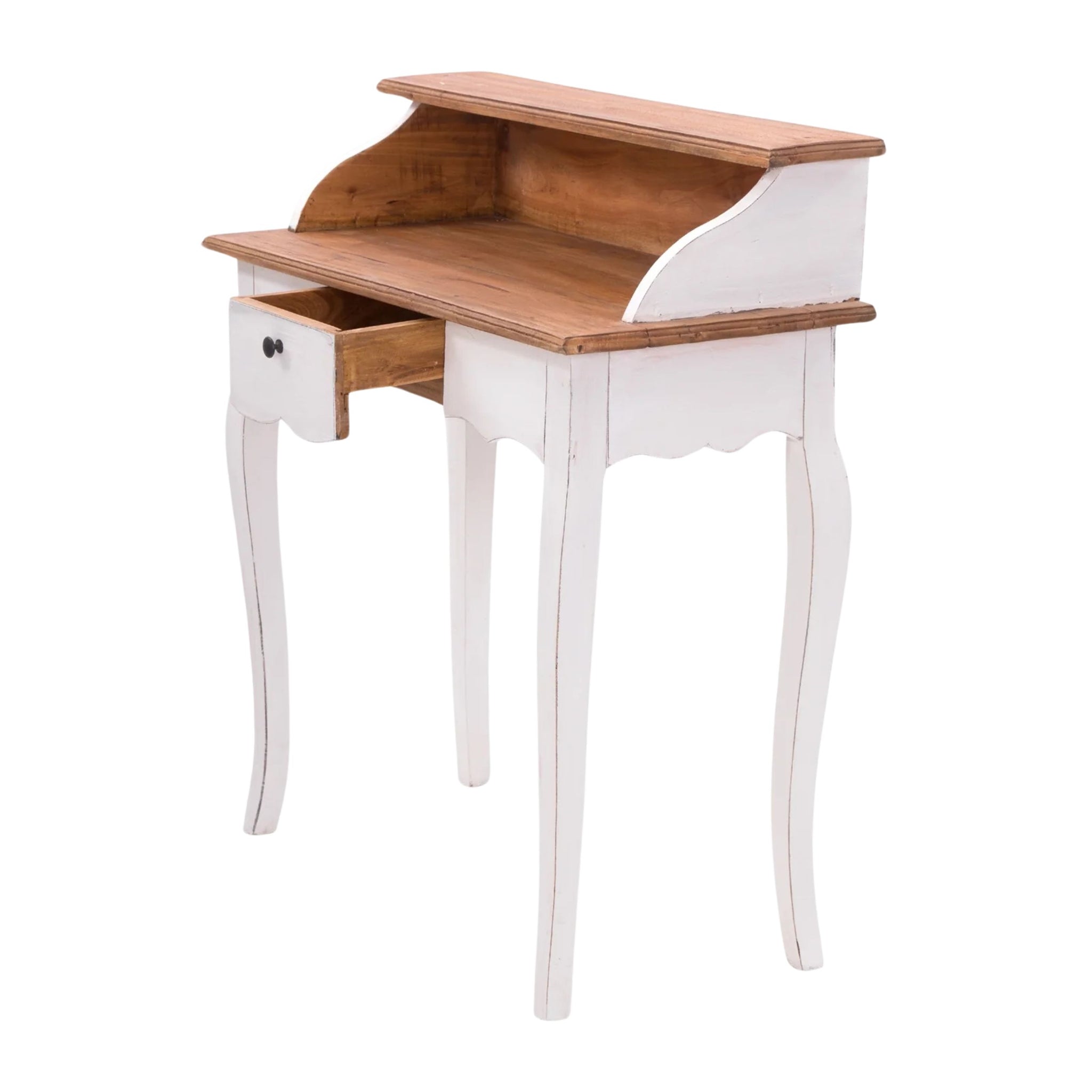 MASSIVHOLZ SEKRETÄR "NAPOLEON" 92x80cm (HxB) | Mahagoni Schreibtisch | Farbe: 06 weiß-landhaus