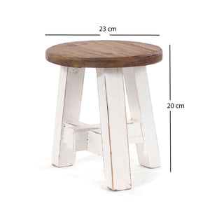 DEKO HOCKER "BERN" | rund, 23,5x20,5 cm (HxB), Mahagoni | Schemel
