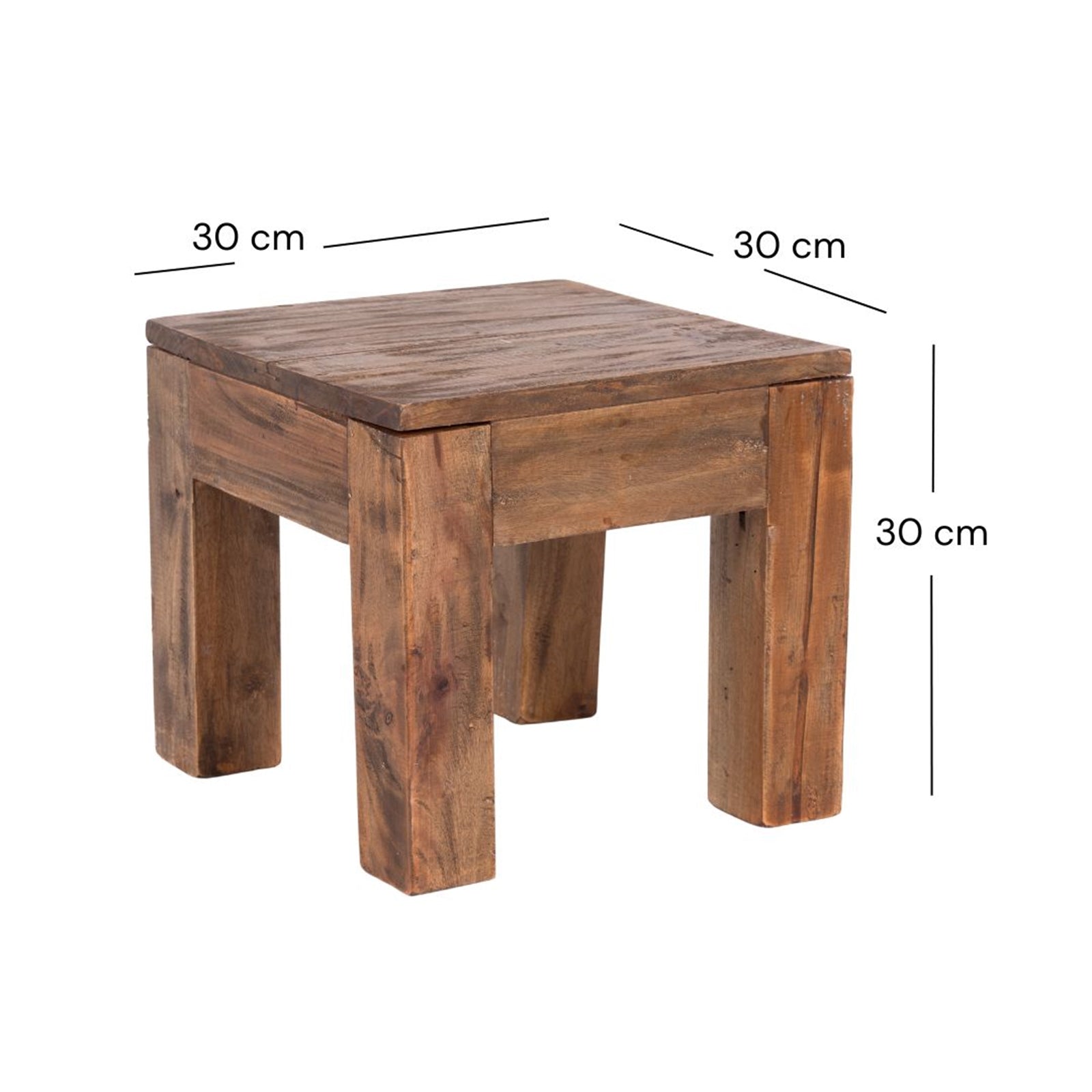 COUCHTISCH SQUARE 30 | Massivholz 30x30cm (HxB) Beistelltisch rustikal