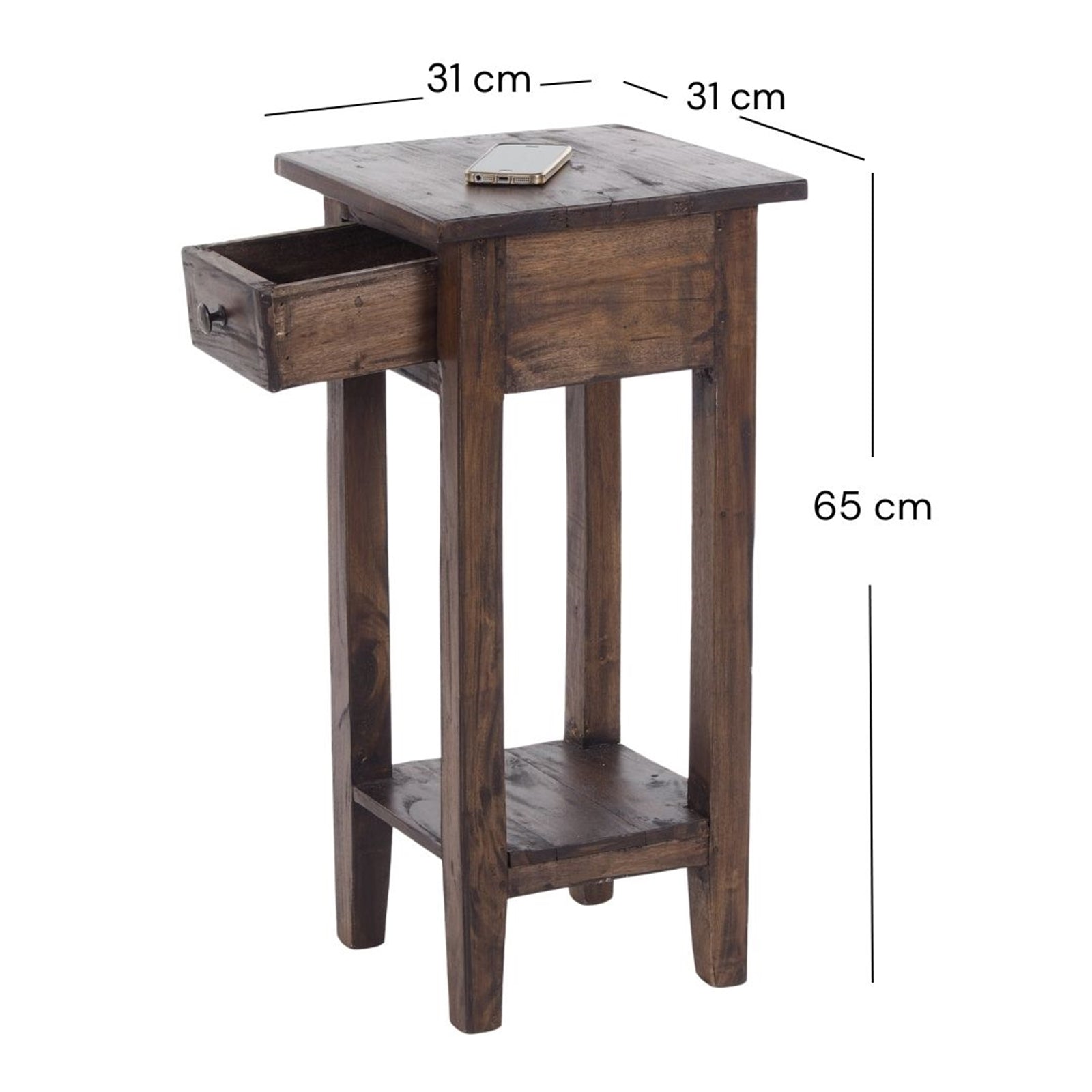 TELEFONTISCH "DRAWER 65" | Mahagoni, 65x31x31 cm | Beistelltisch