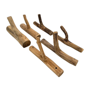 Garderobenhaken 6er Set LIMB | Teakholz Wurzel, Kleiderhaken Wandhaken