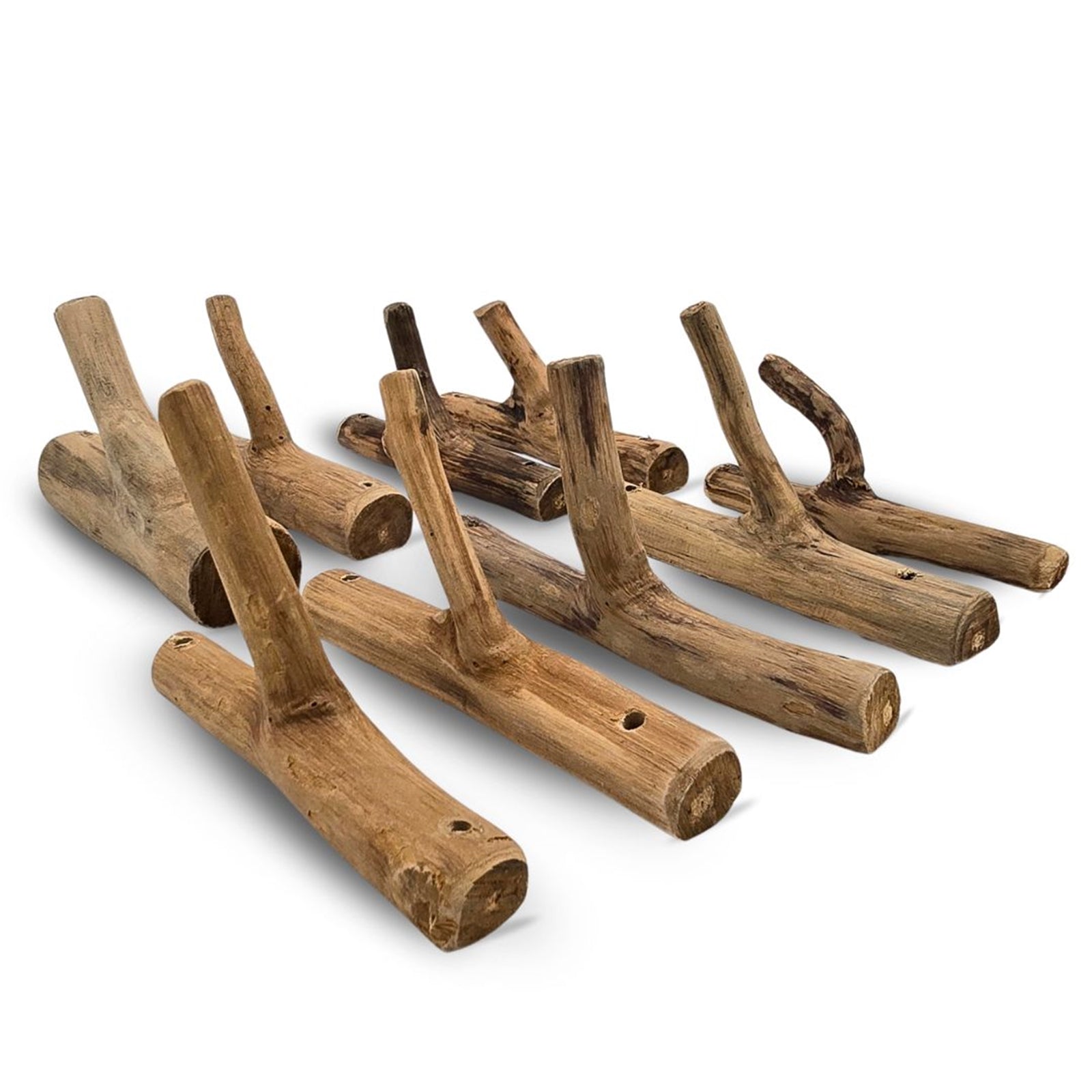 Garderobenhaken 9er Set LIMB | Teakholz Wurzel, Kleiderhaken,Wandhaken