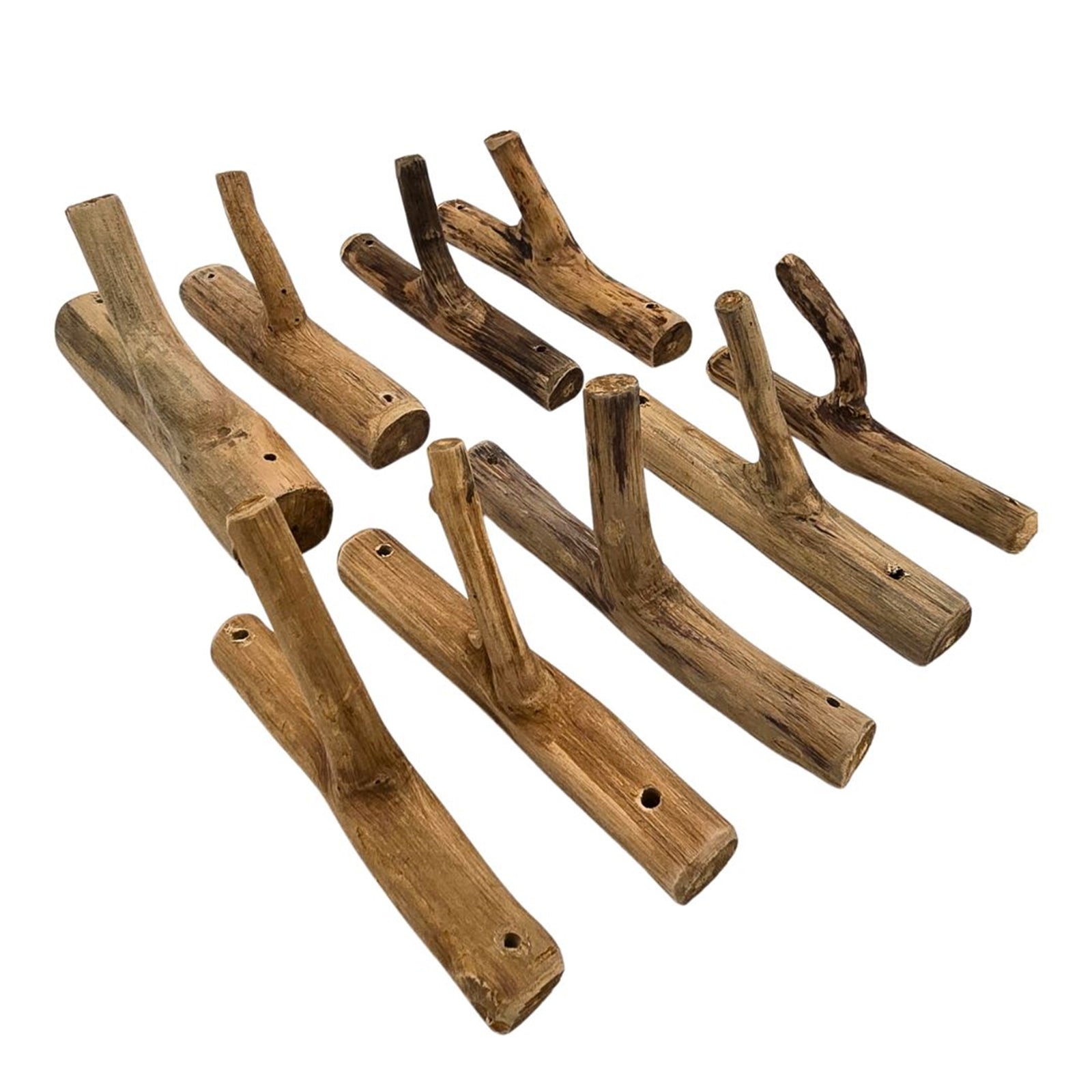 Garderobenhaken 9er Set LIMB | Teakholz Wurzel, Kleiderhaken,Wandhaken